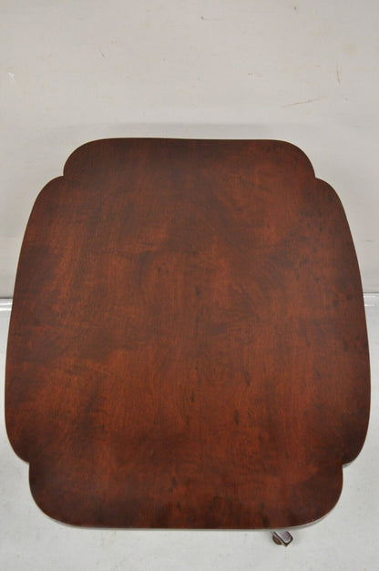 Antique Mahogany Tilt Top Federal Sheraton Pedestal Base Side Tea Table