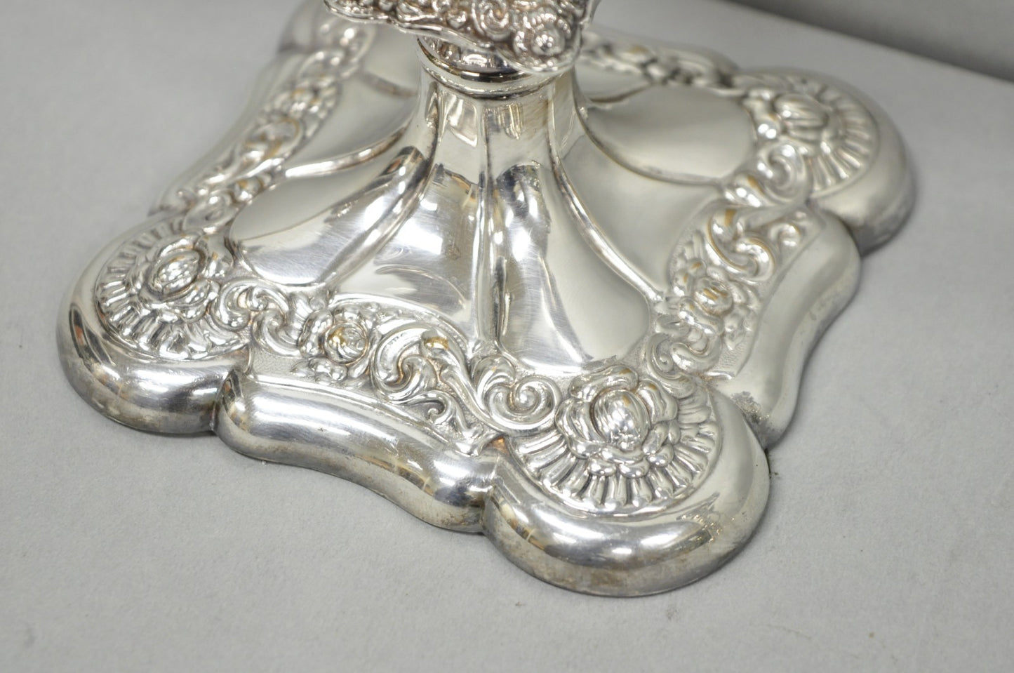 Antique E.G. Webster Victorian Silver Plated Scrolling 3 Arm Candelabra - a Pair