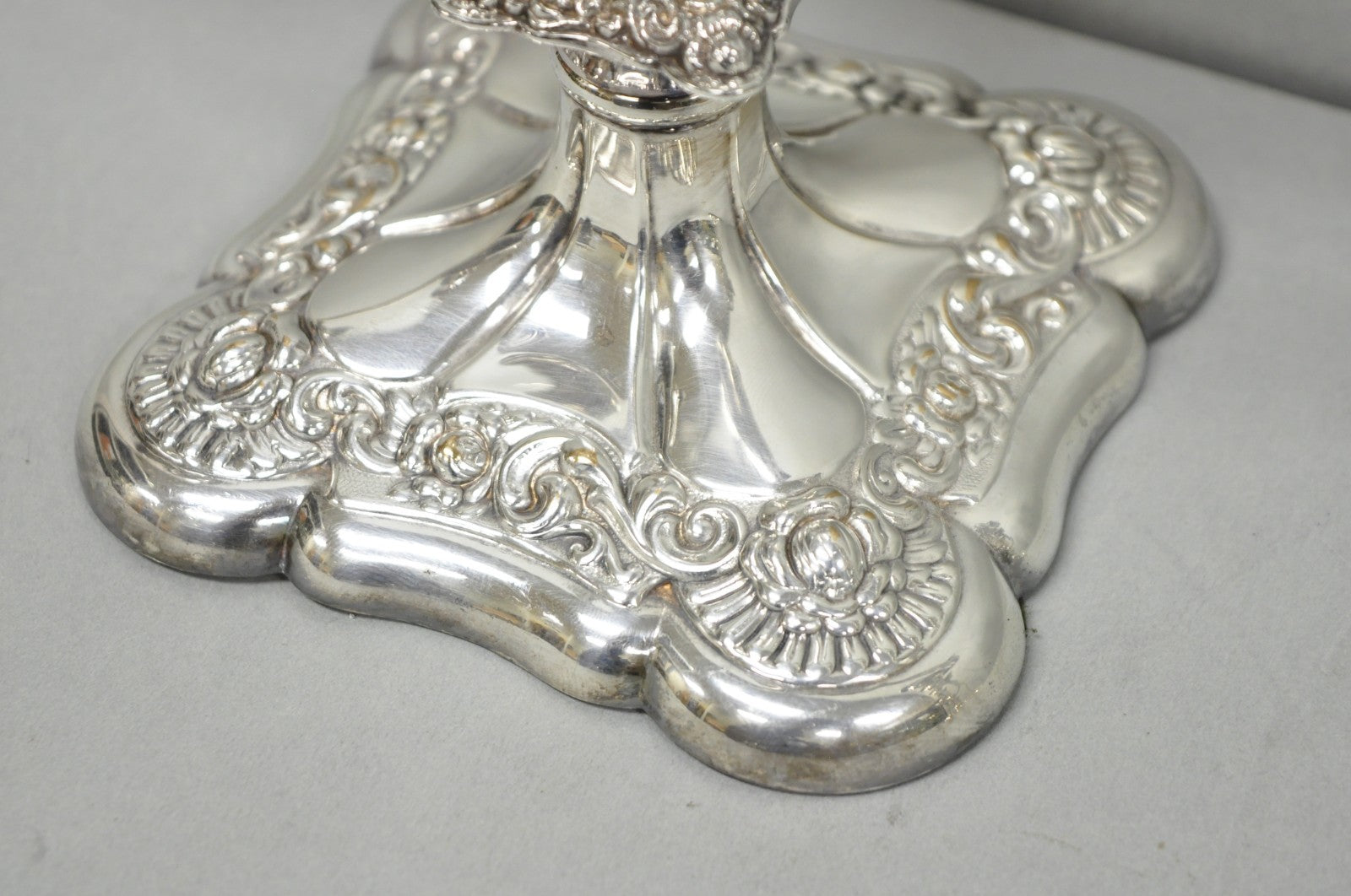 Antique E.G. Webster Victorian Silver Plated Scrolling 3 Arm Candelabra - a Pair