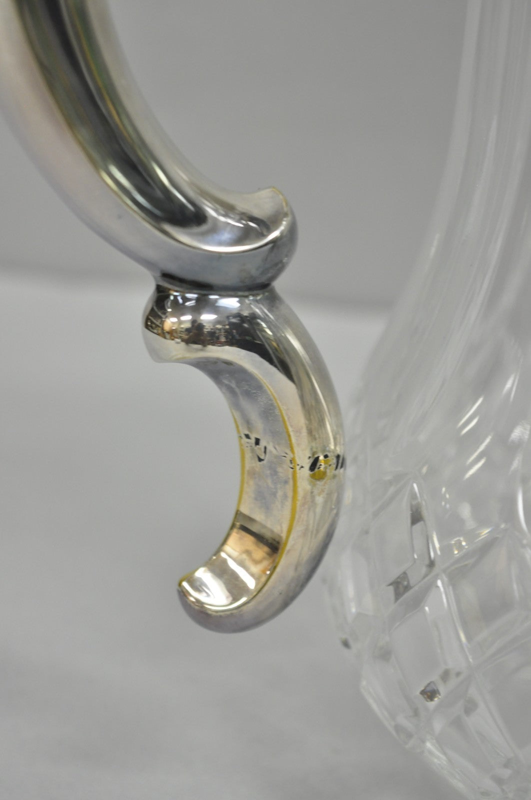 Antique Victorian German Silver Plated Cut Crystal Glass Lemonade Water Pitcher