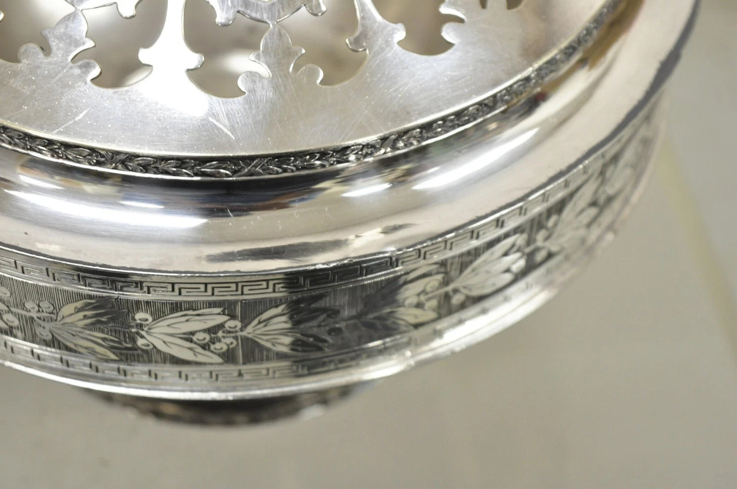 Antique Wallace Bros & Co. Victorian Silver Plated Reticulated Lid Butter Dish