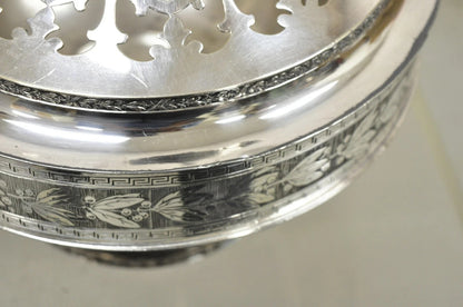 Antique Wallace Bros & Co. Victorian Silver Plated Reticulated Lid Butter Dish