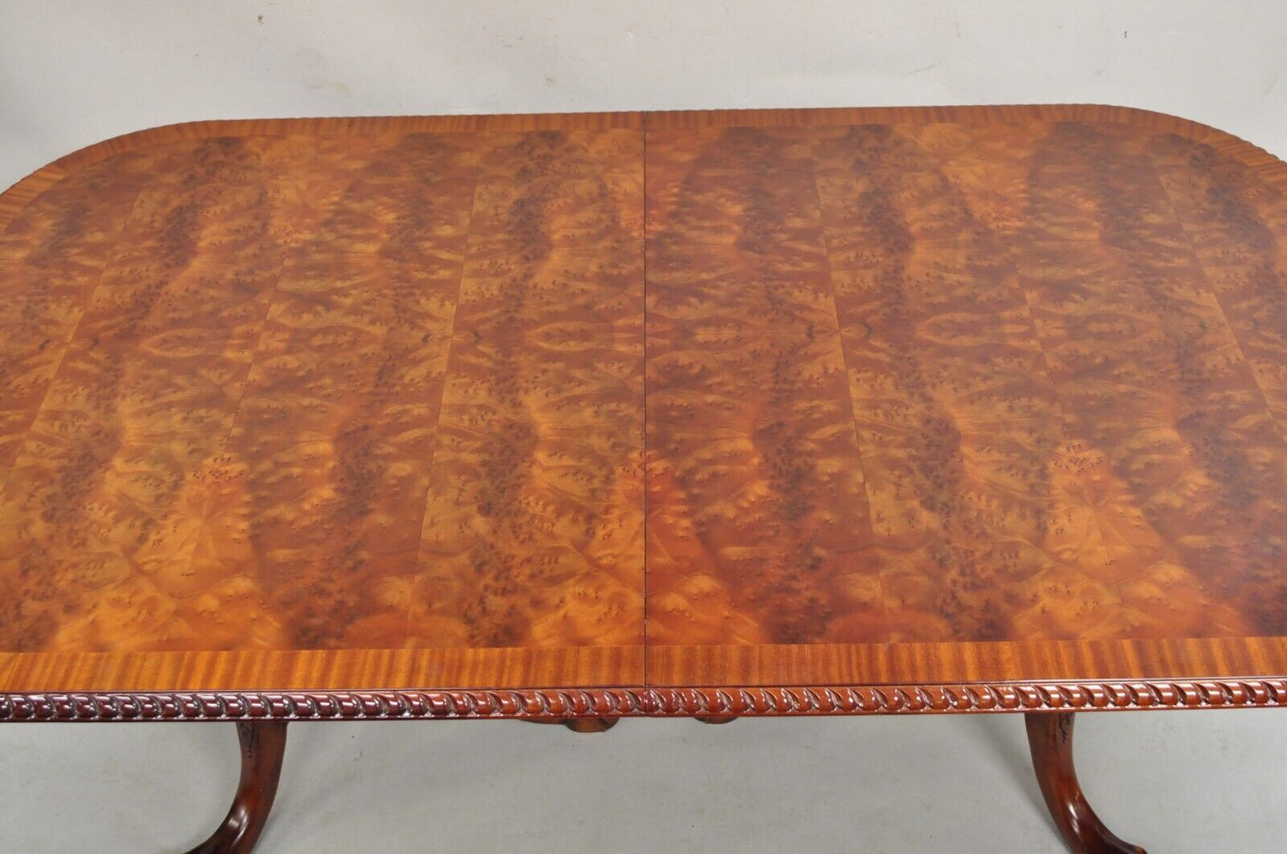 Chippendale Style Flame Mahogany Ball and Claw Dining Room Table w/ 2 Leaves