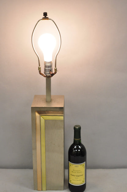 Laurel Pierre Cardin Style Brushed Aluminum Mid Century Modern Cubist Table Lamp