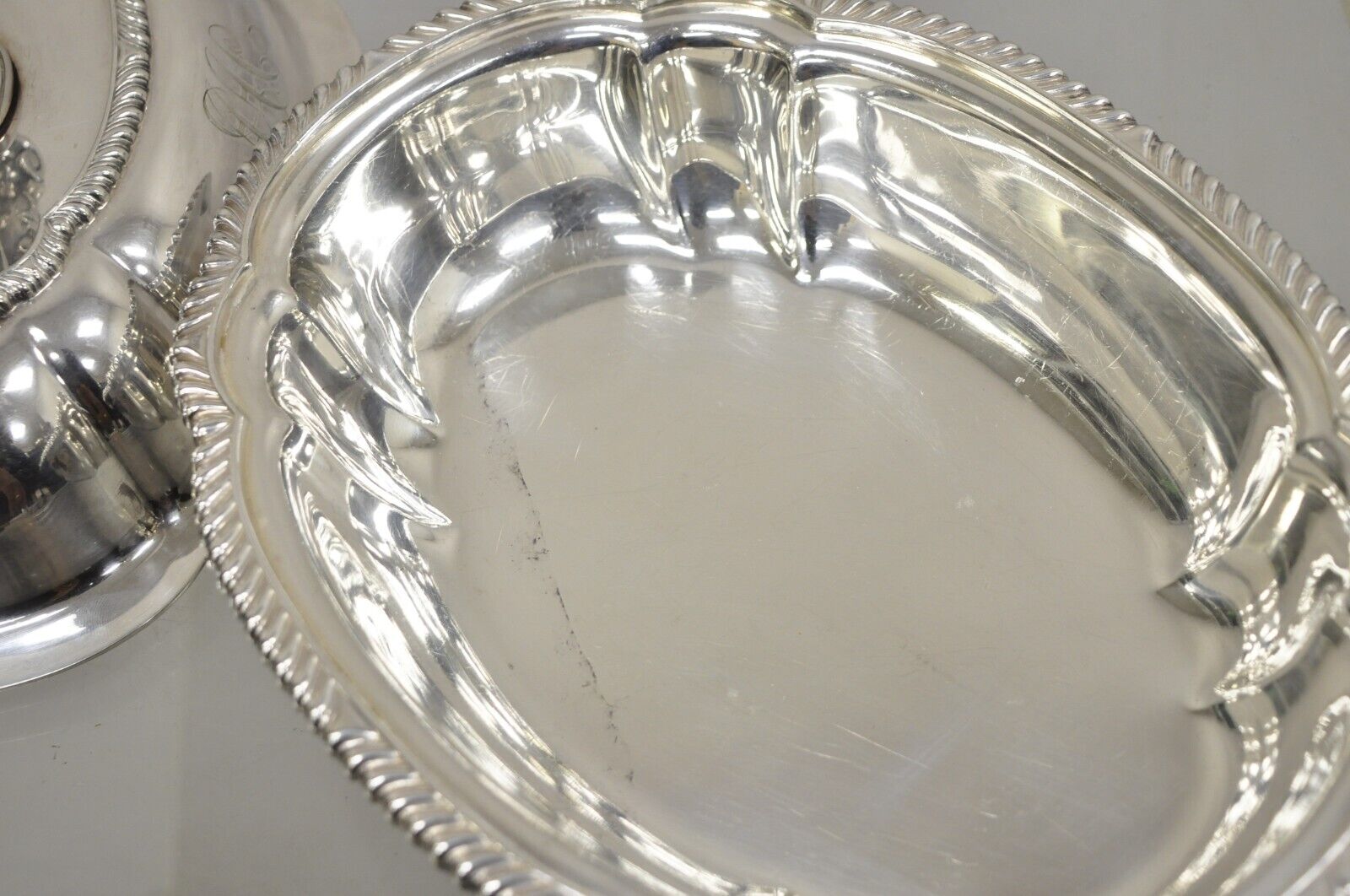 Antique GM Co Victorian Silver Plated Covered Vegetable Dish Serving Platter