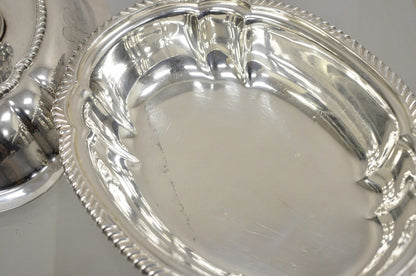 Antique GM Co Victorian Silver Plated Covered Vegetable Dish Serving Platter