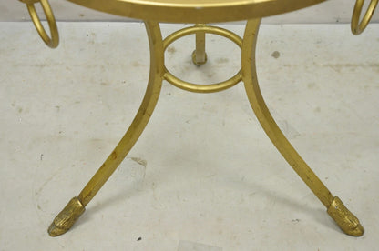 Decorator Italian Neoclassical Style Gold Hoof Foot Round Occasional Side Table