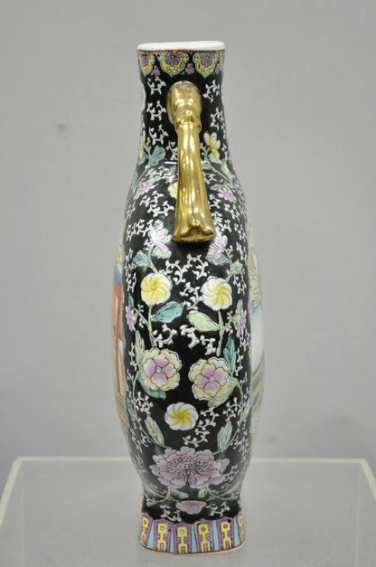 Vintage Chinese Porcelain Double Handle Large 19" Moon Flask Flower Vase