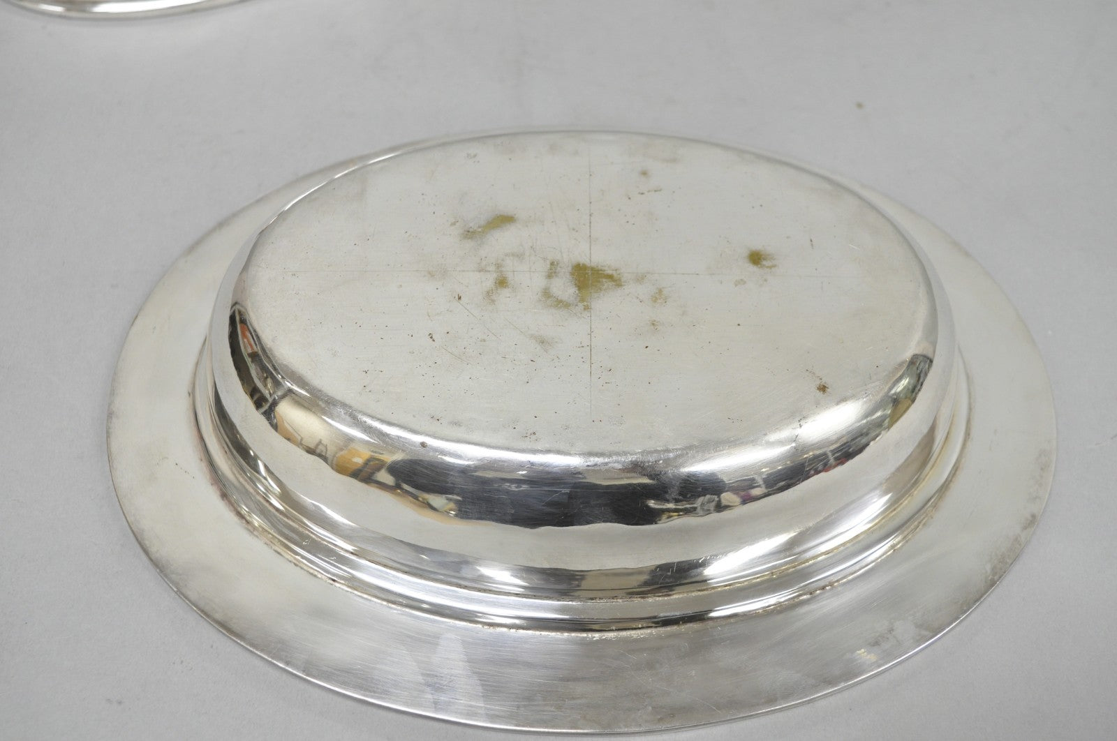Vintage Hollywood Regency Silver Plated Faux Bamboo Oval Vegetable Serving Dish