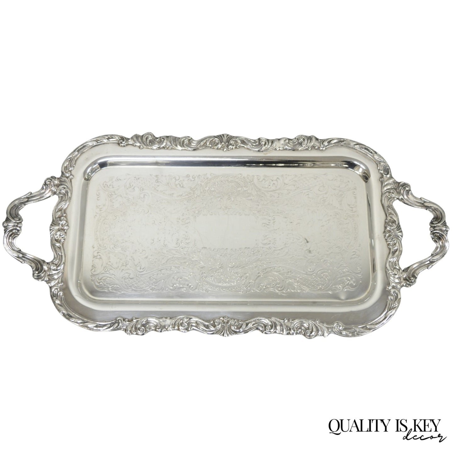 Vintage FB Rogers Victorian Silver Plated Narrow Serving Platter Bar Tray