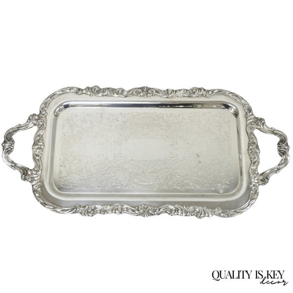 Vintage FB Rogers Victorian Silver Plated Narrow Serving Platter Bar Tray