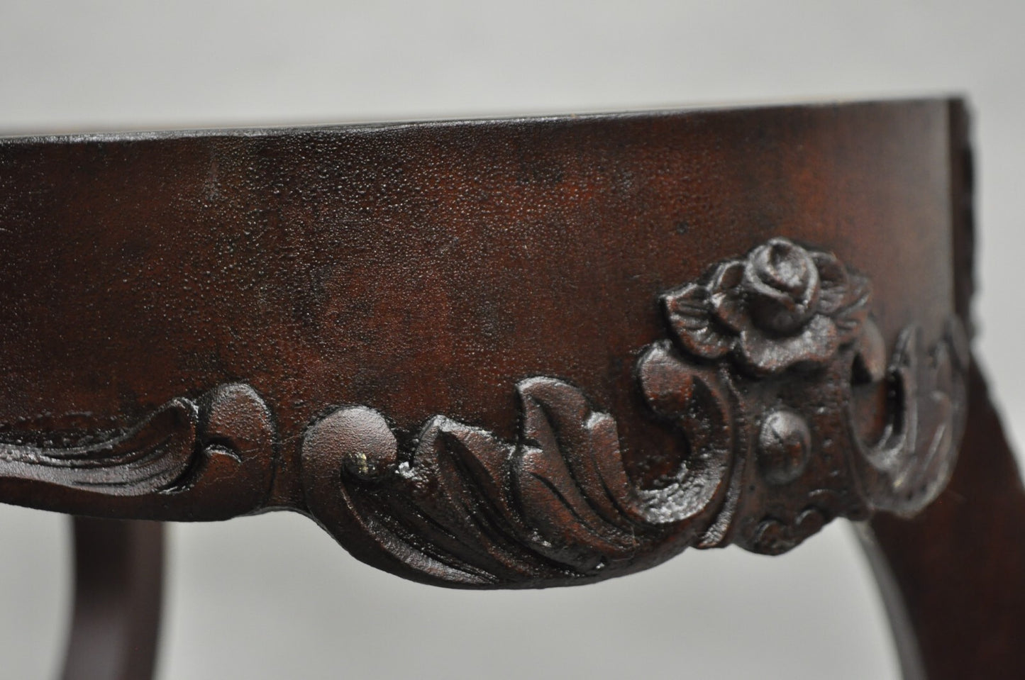 Antique Victorian Marble Turtle Top Mahogany Wood Parlor Center Table