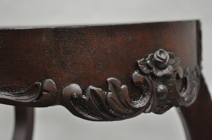 Antique Victorian Marble Turtle Top Mahogany Wood Parlor Center Table