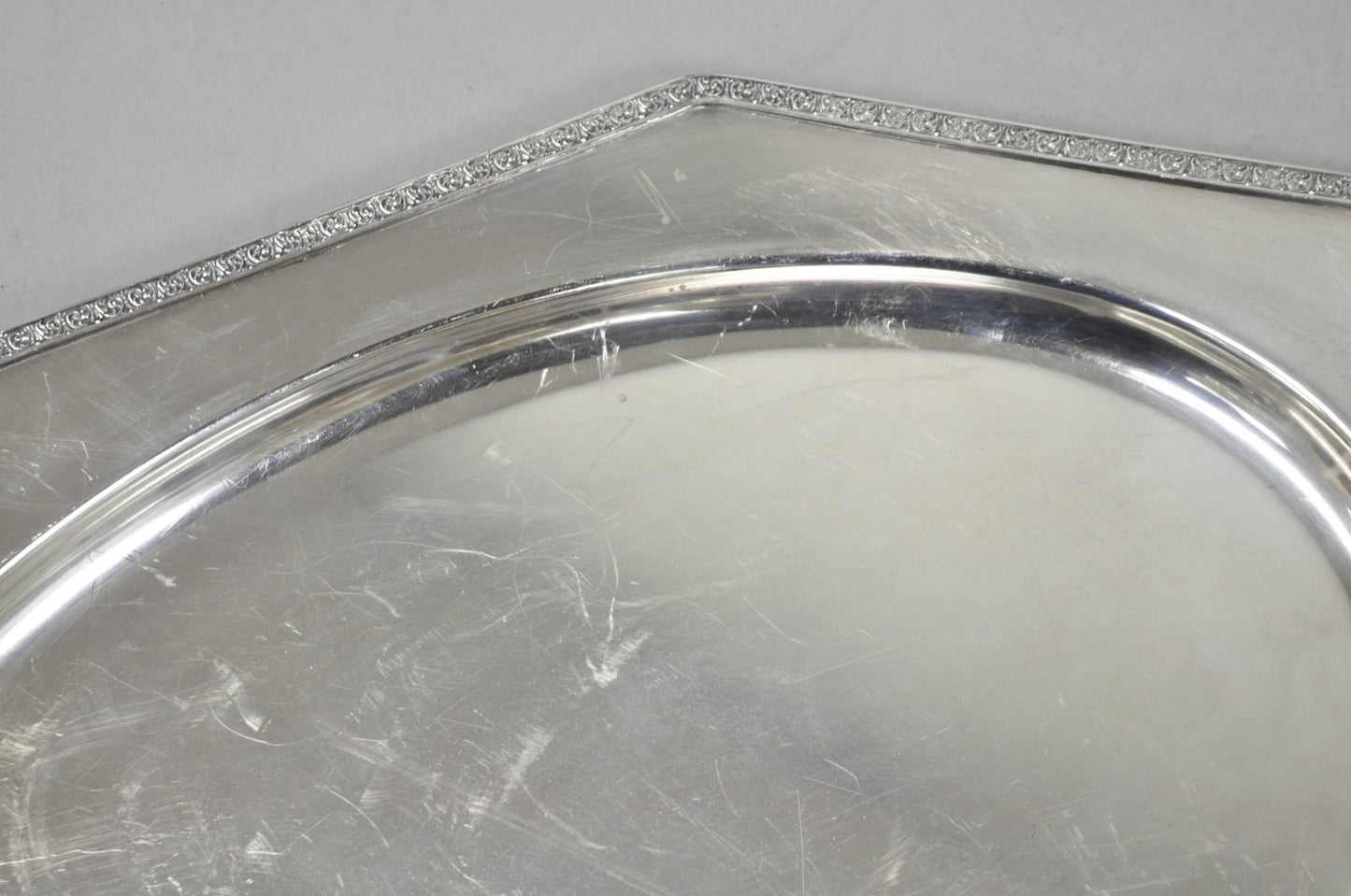 Antique Victorian Andover SP Co Silver Plated Octagonal Serving Platter Tray