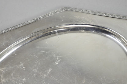 Antique Victorian Andover SP Co Silver Plated Octagonal Serving Platter Tray