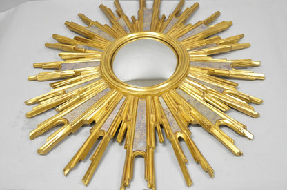 Vintage Italian Hollywood Regency Gold Gilt Sunburst Convex Bullseye Wall Mirror