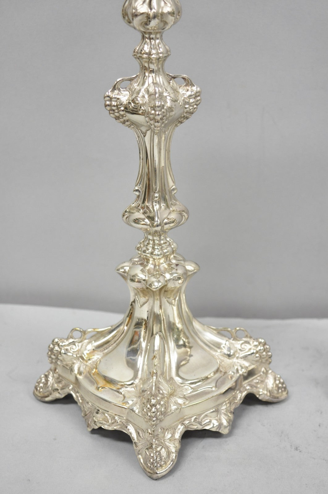 Antique Silver Plated Warsaw Imperial Russia 12" Candlestick Holders - a Pair