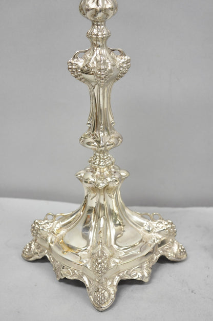 Antique Silver Plated Warsaw Imperial Russia 12" Candlestick Holders - a Pair