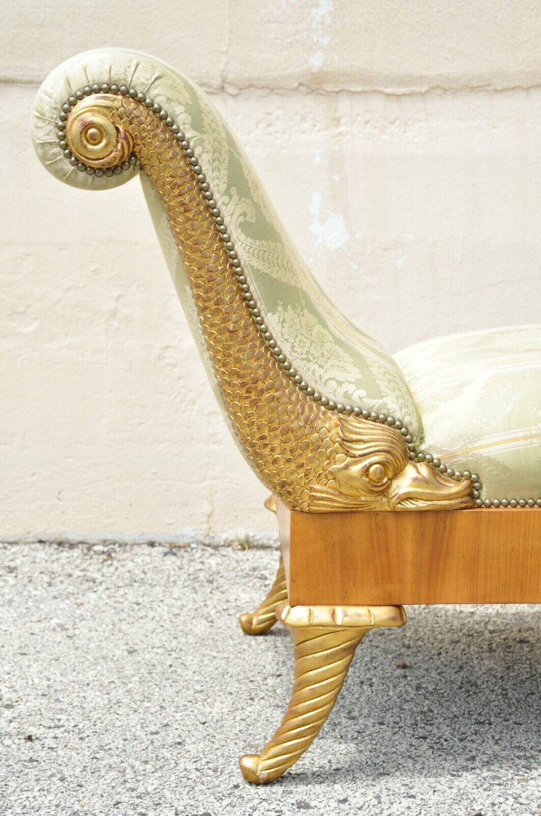 William Switzer Italian Biedermeier Regency Carved Recamier Chaise Lounge Chair