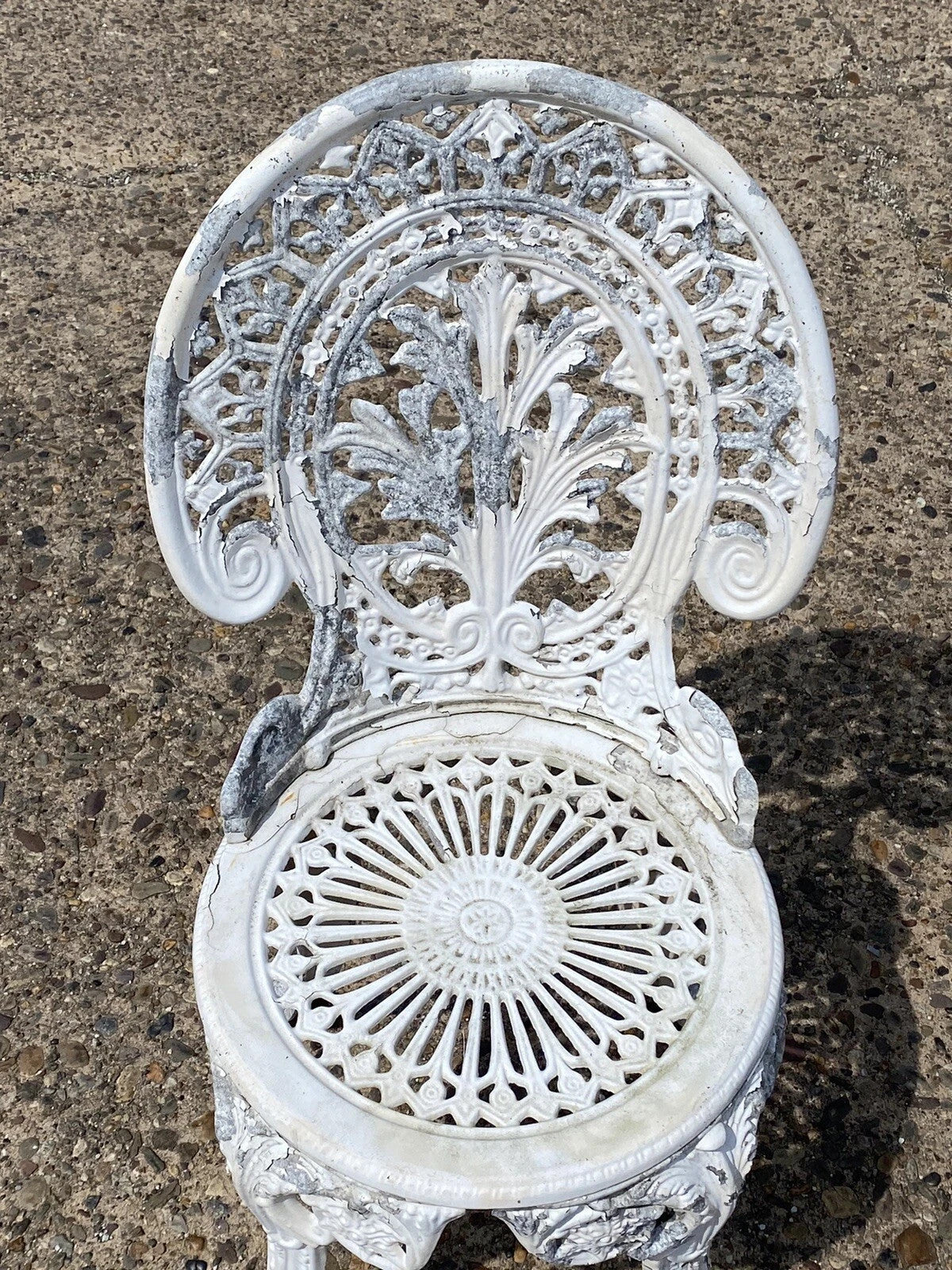 Cast Aluminum Antique Victorian Style Outdoor Garden Bistro Side Chairs - Pair