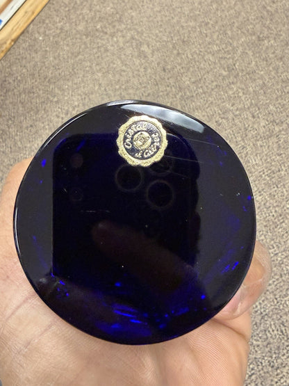 Cristal D'Albret France Christopher Columbus Sulphide Paperweight Faceted Blue