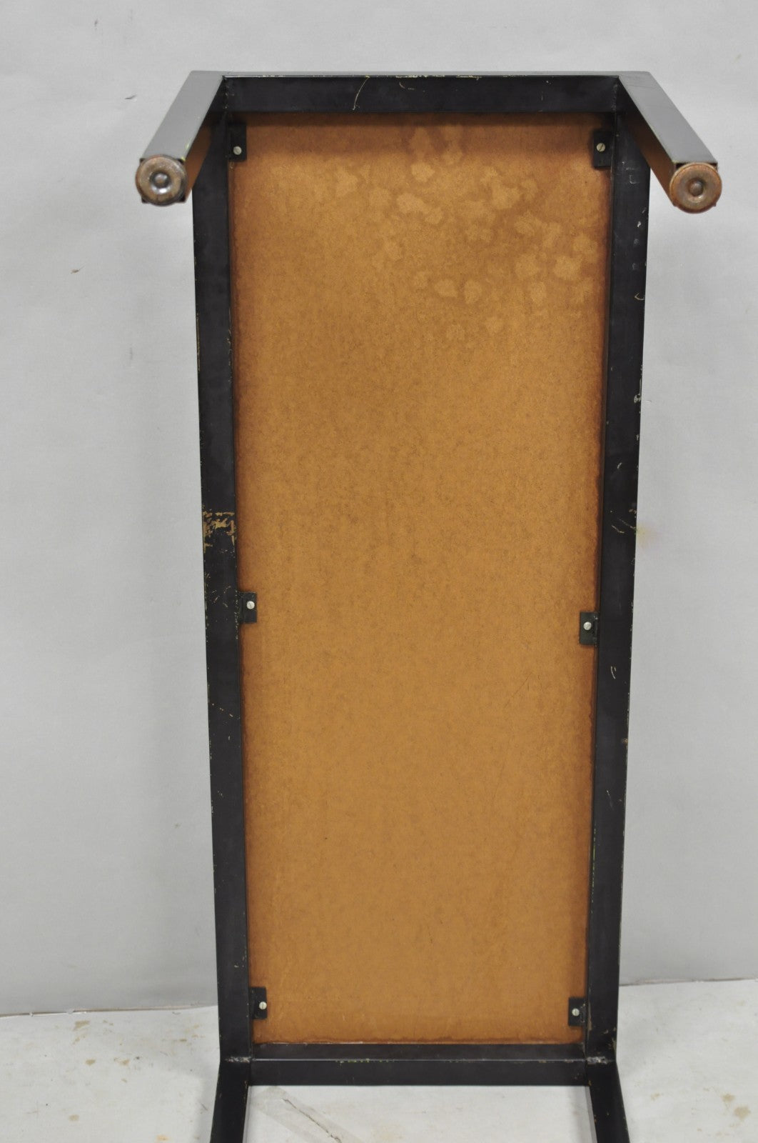 Vintage Mid Century Modern Steel Metal & Faux Rosewood Laminate Coffee Table