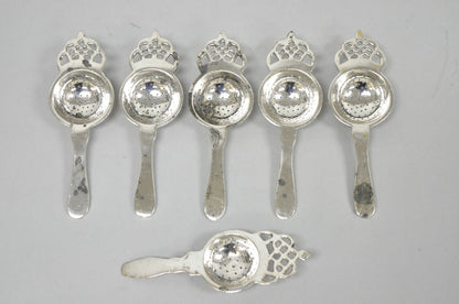 Antique D.W. Haber & Son NY Silver Plated Victorian Tea Strainer - Set of 6