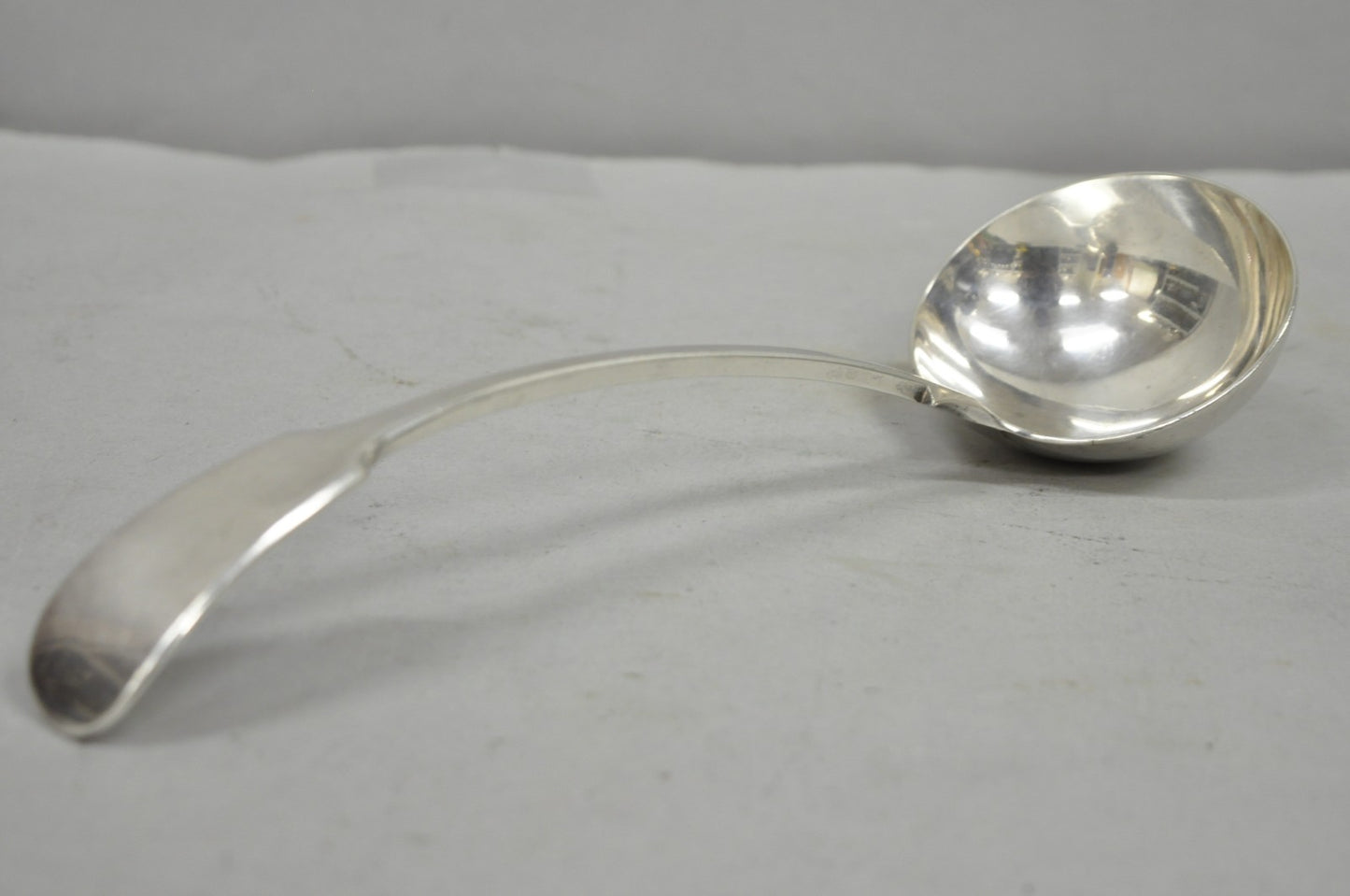 Antique English Victorian Daniel & Arter Fiddle Pattern Silver Plated Soup Ladle