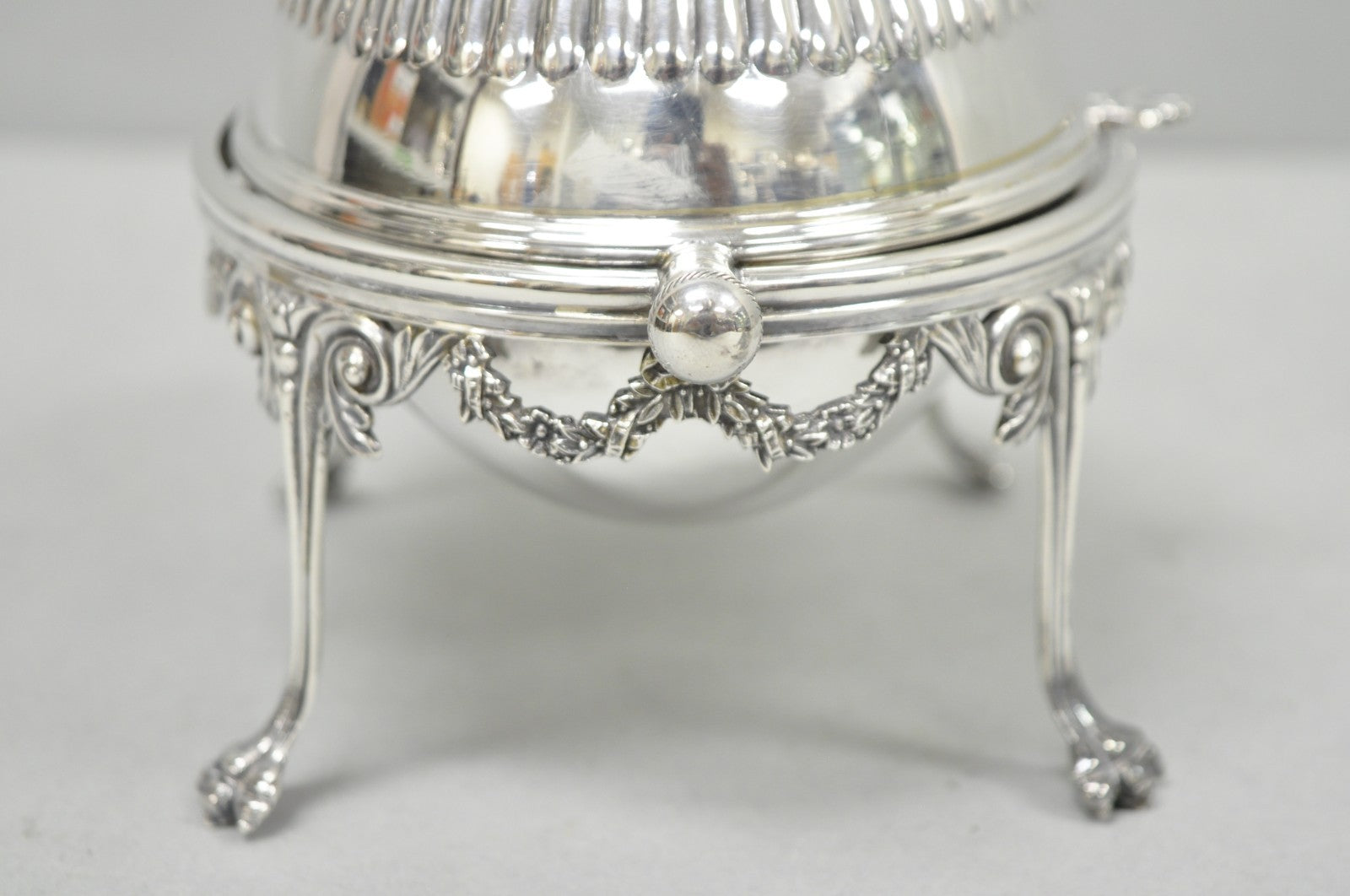 Antique English Edwardian Silver Plated Revolving Oval Serving Butter Dish