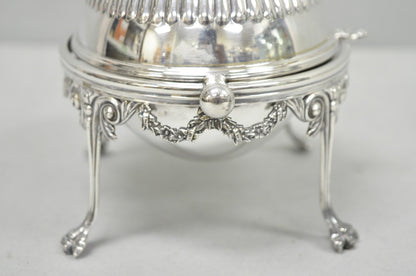 Antique English Edwardian Silver Plated Revolving Oval Serving Butter Dish