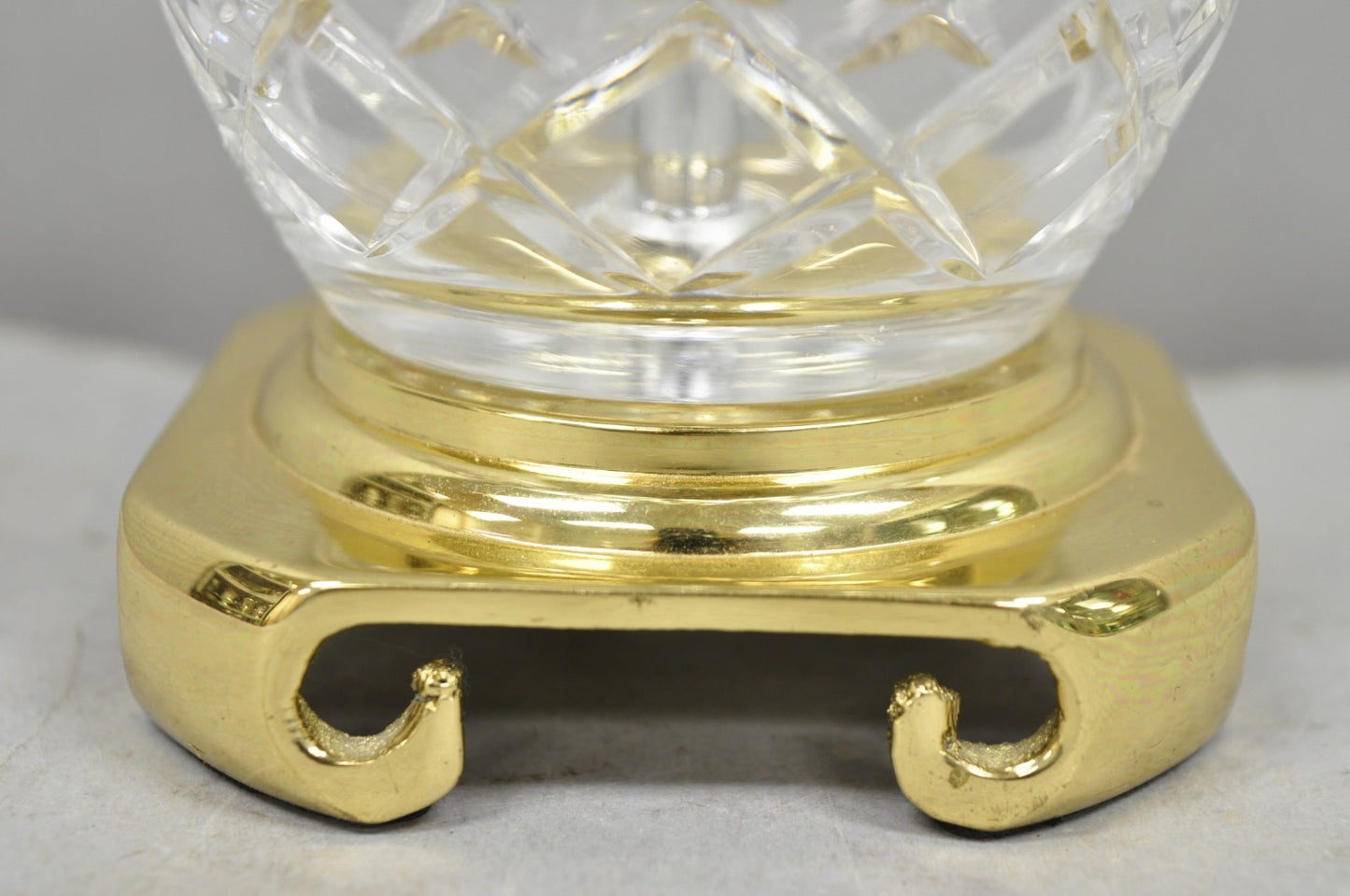 Waterford Style Small Petite Cut Glass Brass Boudoir Table Lamp by Great Creator