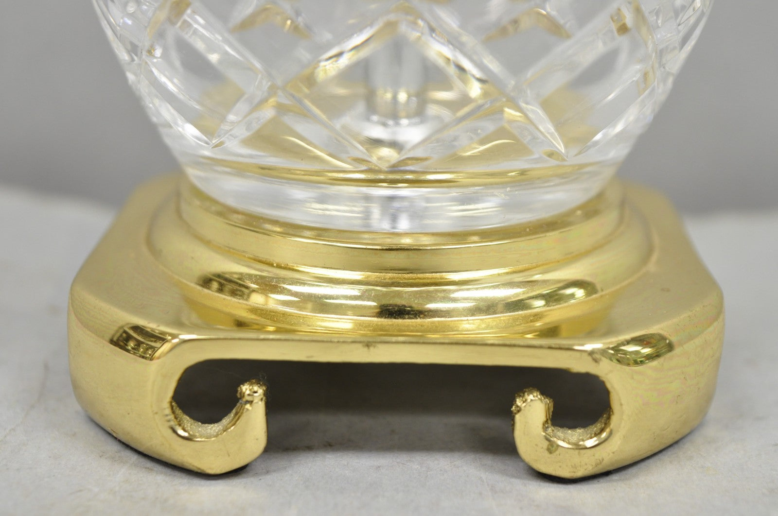 Waterford Style Small Petite Cut Glass Brass Boudoir Table Lamp by Great Creator