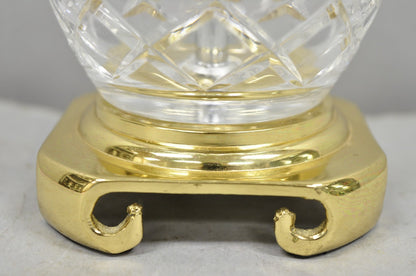 Waterford Style Small Petite Cut Glass Brass Boudoir Table Lamp by Great Creator