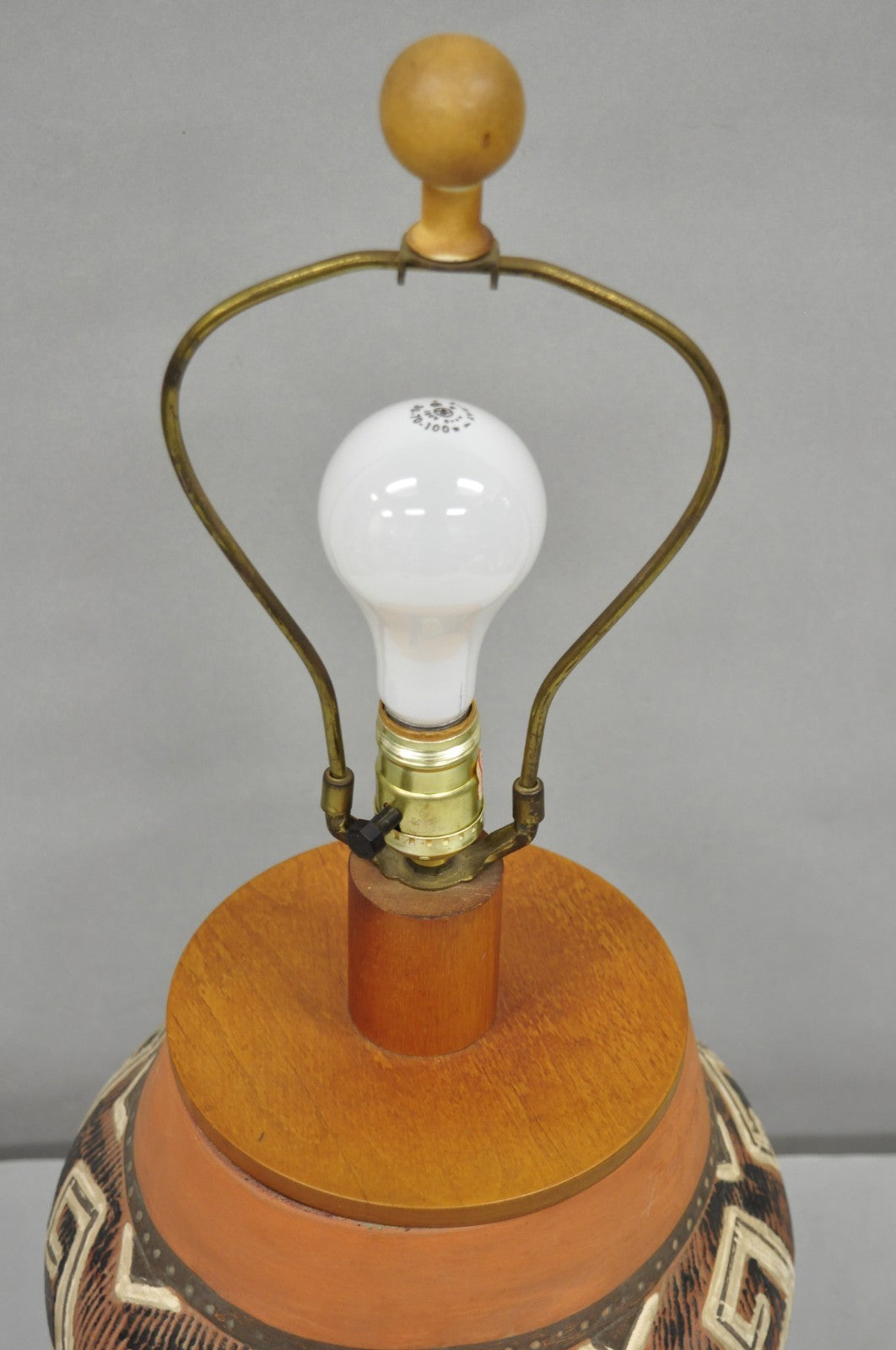 Vintage Southwestern Native American Terracotta Pottery Vase Table Lamp - a Pair