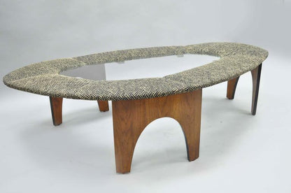 Henry P Glass Intimate Island Suite Walnut Upholstered Mid Century Coffee Table
