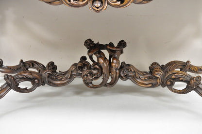 French Renaissance Louis XV Style Figural Carved Walnut Curio Display Buffet