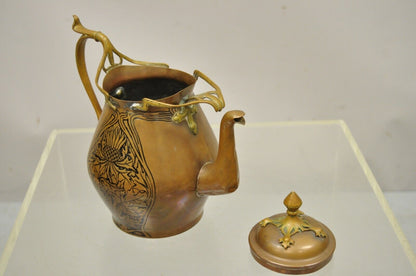 Carl Deffner Copper German Art Nouveau Thistle Tea Set - 4 pc Set