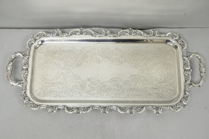 Vintage Old English Poole Silver Plated Footed Narrow Serving Platter Bar Tray