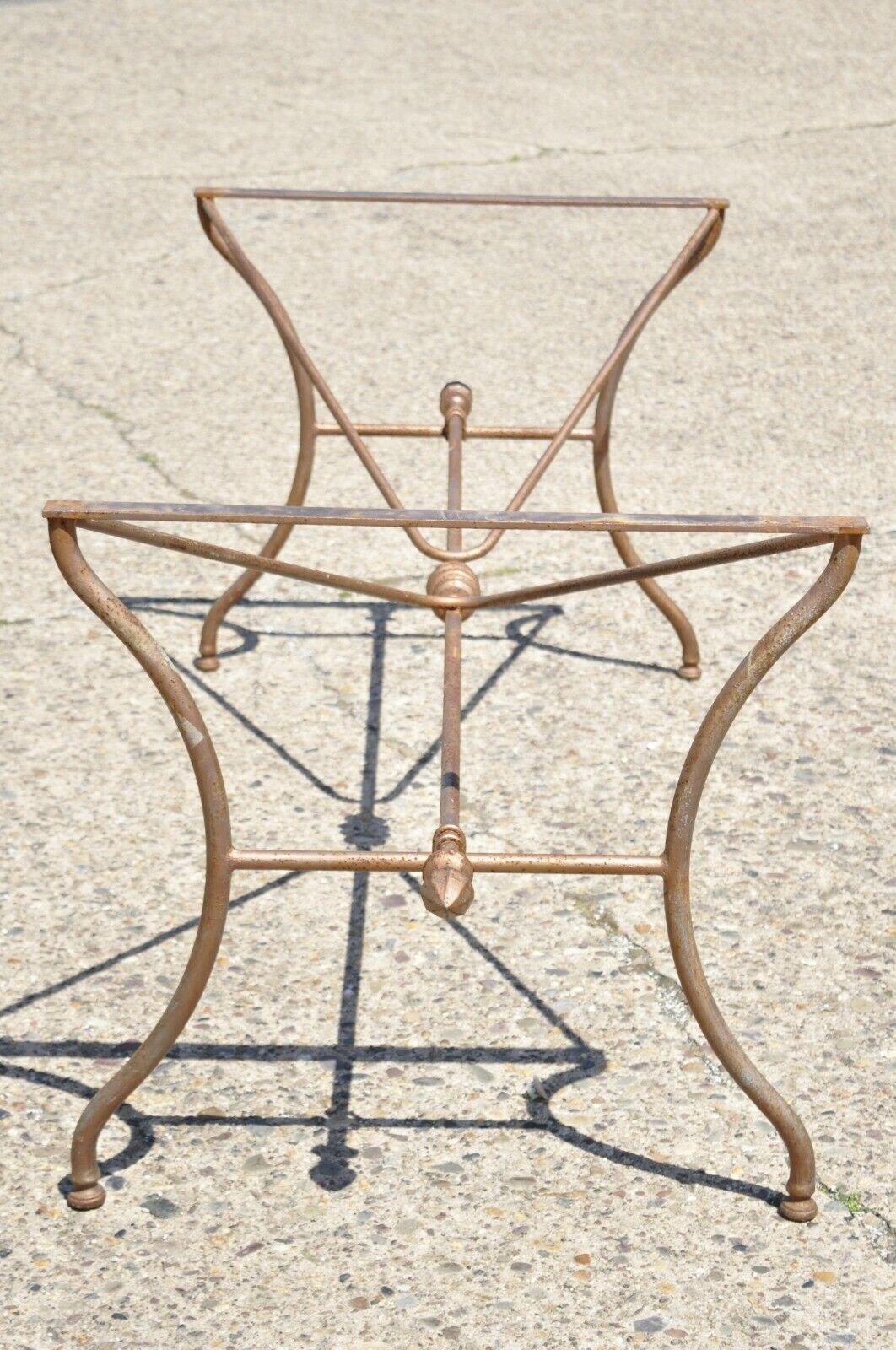 Large Vintage Wrought Iron Italian Regency Garden Patio Dining Pastry Table Base