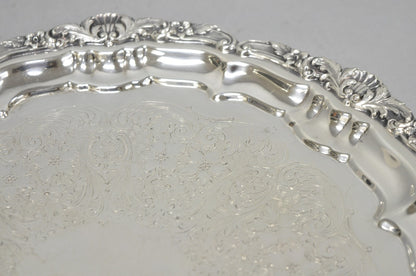 Vintage Poole Silver 3209 Victorian 12" Round Silver Plated Salver Platter Tray