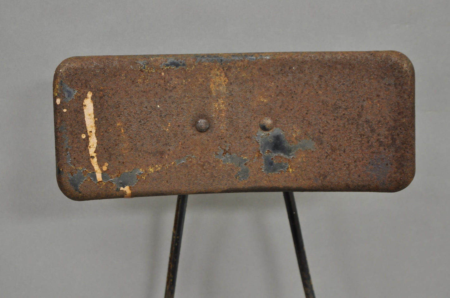 Vintage Industrial Steel Metal Rusty Distressed Garage Work Stool Chair