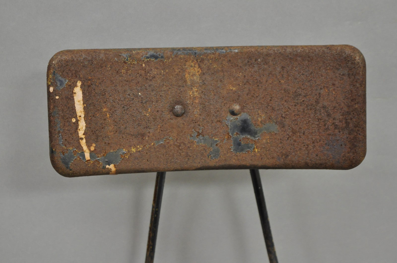 Vintage Industrial Steel Metal Rusty Distressed Garage Work Stool Chair