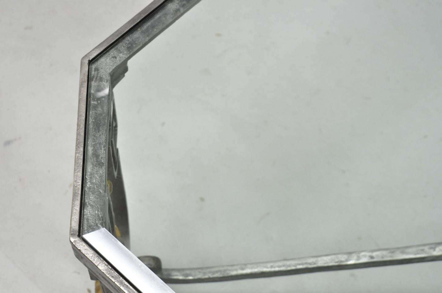 Vintage French Neoclassical Large Wrought Iron & Glass "Flame" Coffee Table