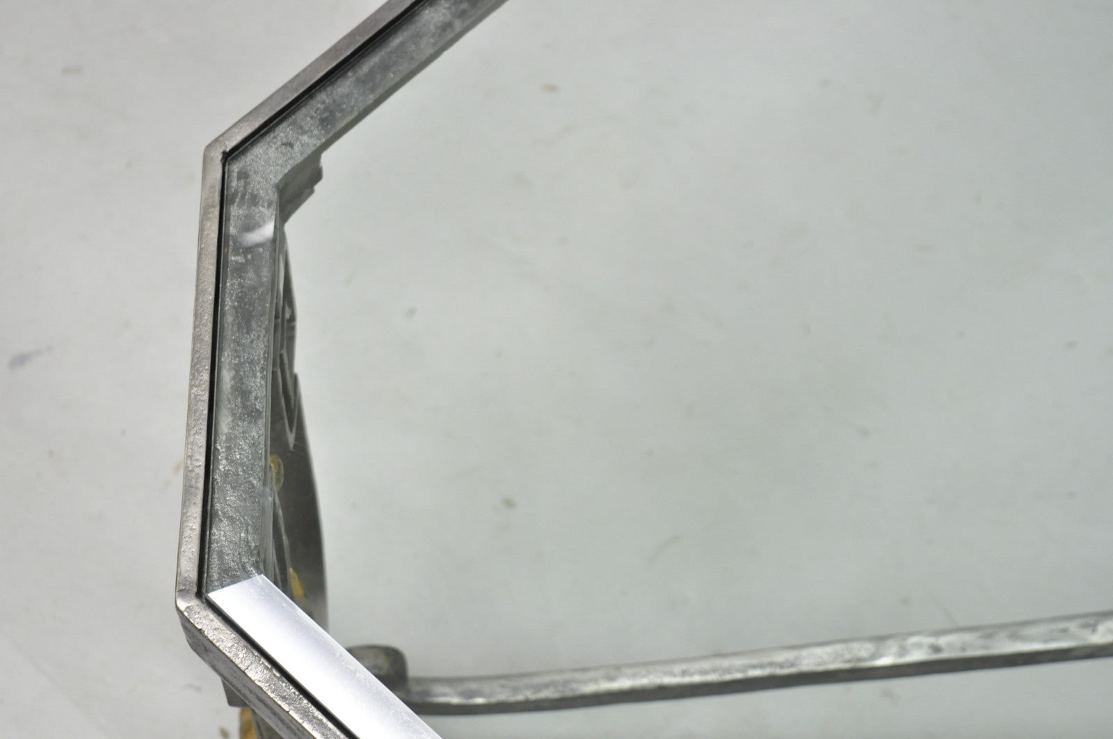 Vintage French Neoclassical Large Wrought Iron & Glass "Flame" Coffee Table