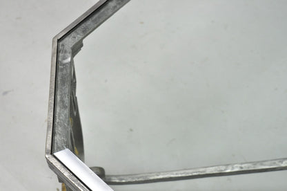 Vintage French Neoclassical Large Wrought Iron & Glass "Flame" Coffee Table