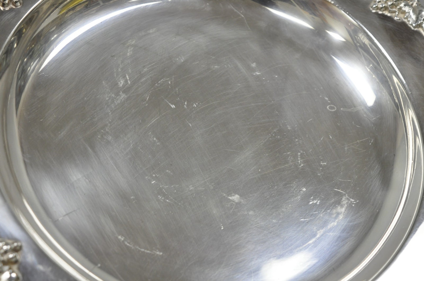 Vintage English Victorian Sheffield Silver Plated Grapevine Repousse 12" Dish