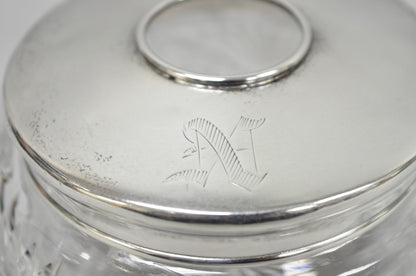 Antique Victorian Sterling Silver Crystal Glass Vanity Hair Receiver "N" Mono
