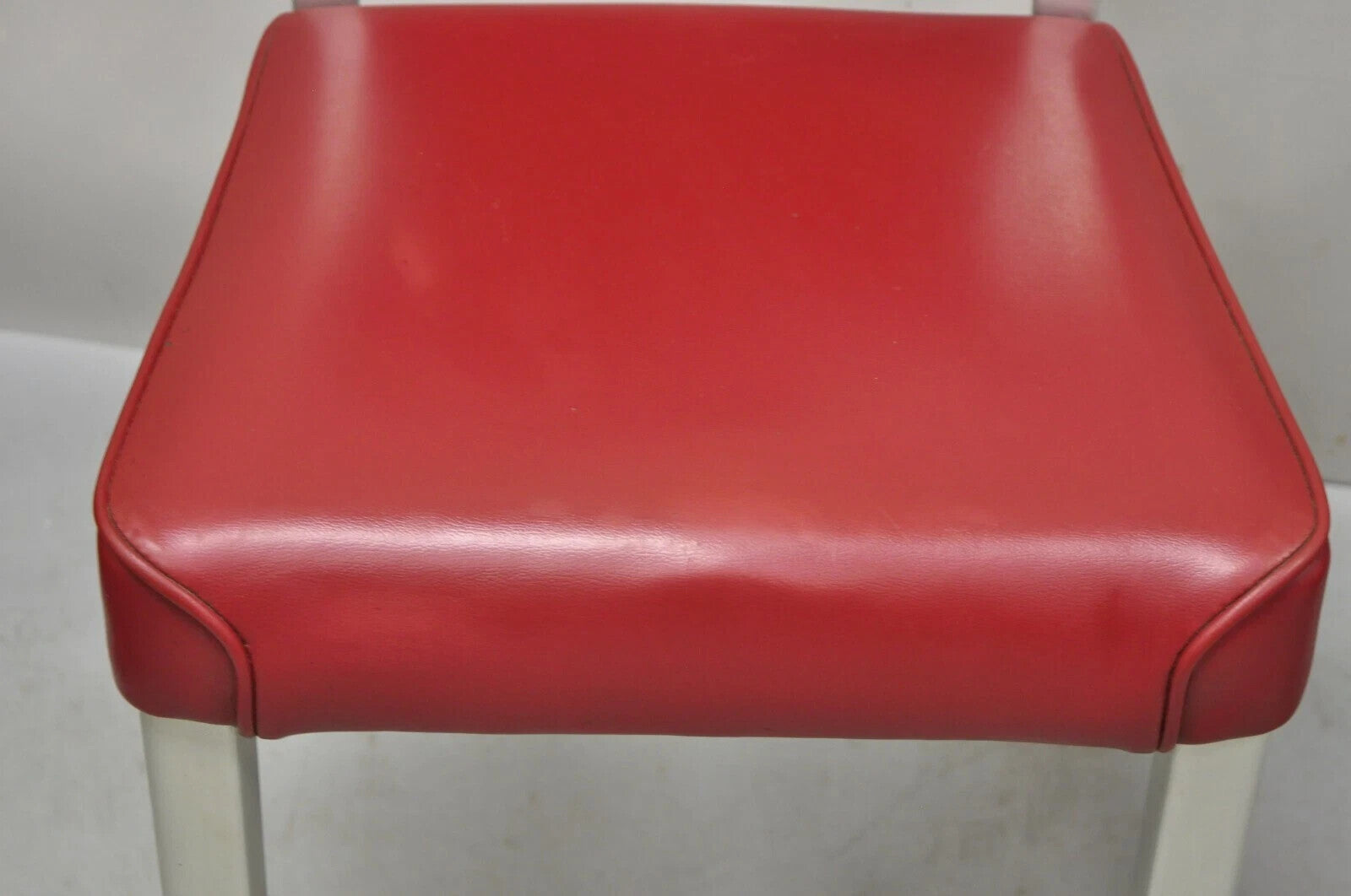 Vintage General Fireproofing GoodForm Aluminum Red Vinyl Side Chairs - a Pair