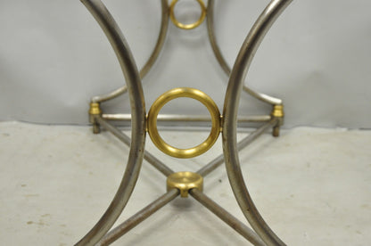 Vintage Directoire Maison Jansen Style Steel & Brass Marble Top Console Table