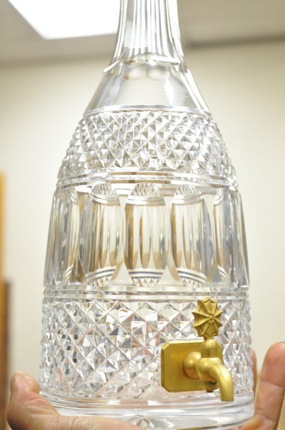 Vintage French Baccarat Style Bronze Swan & Cut Crystal Glass Liquor Decanter